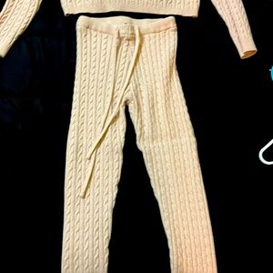 Two piece crop top sweater set